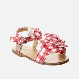 Janie and Jack Girl Gingham Plaid Red NEW floral Shoe sandal preppy chic classic